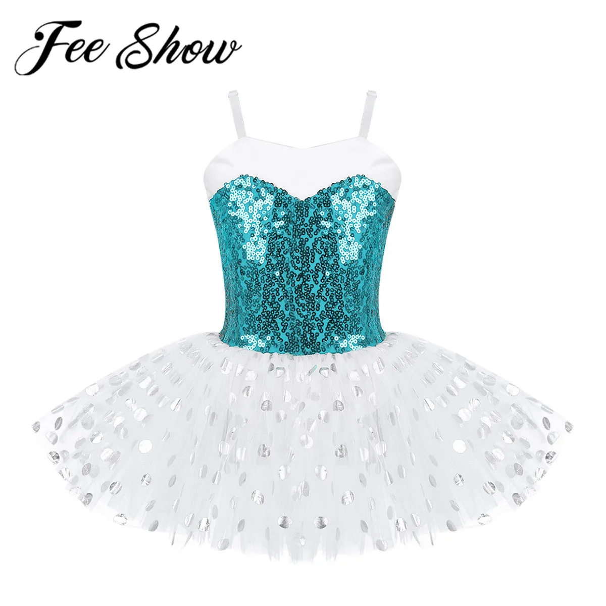 Трико для девочек с блестками регулируемыми лямками платье пачкой из сетки |