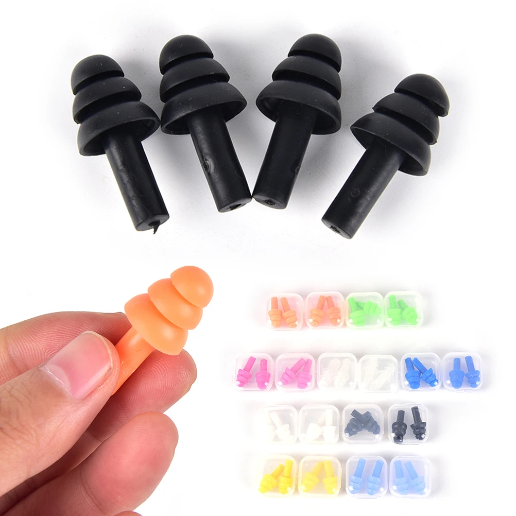

2Pairs Waterproof Silicone Swimming Ear Plugs Earplugs Ear Protector Noise Reduction Protective Earmuffs For Travel Sleeping