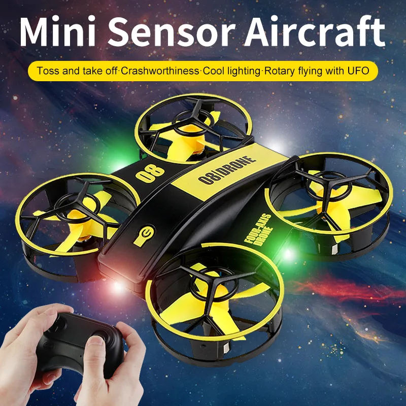 

Newest Portable Drone Gesture Sensing Remote Control Mini Quadcopter Drone With Lights RC Helicopters Speed Adjustable Dropship