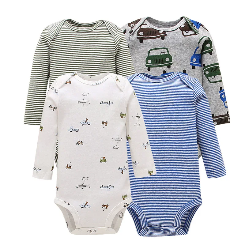 

4pcs Baby Bodysuit Clothes Set Long Sleeve Baby Girl Bodysuits Dinosaurs Pattern 100% Cotton 6-24m Newborn Boy Toddlers Clothing