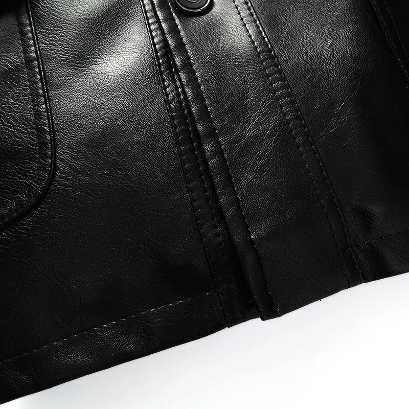 Кожаная мужская куртка Мужская зимняя кожаная пальто из искусственного меха