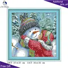 Вышивка крестиком Joy Sunday для детей и снеговиков K608, 14CT, 11CT, Набор для вышивки крестом с надписью Kiss The Snowman