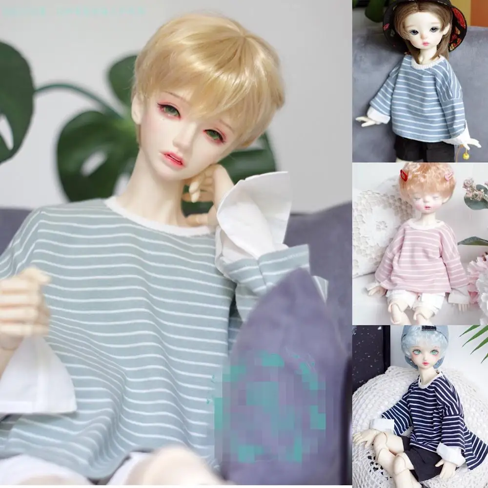 

Кукольная одежда BJD подходит для 1-3-1-4 1-6 размеров, две рубашки, рукава, полосатые аксессуары для футболок