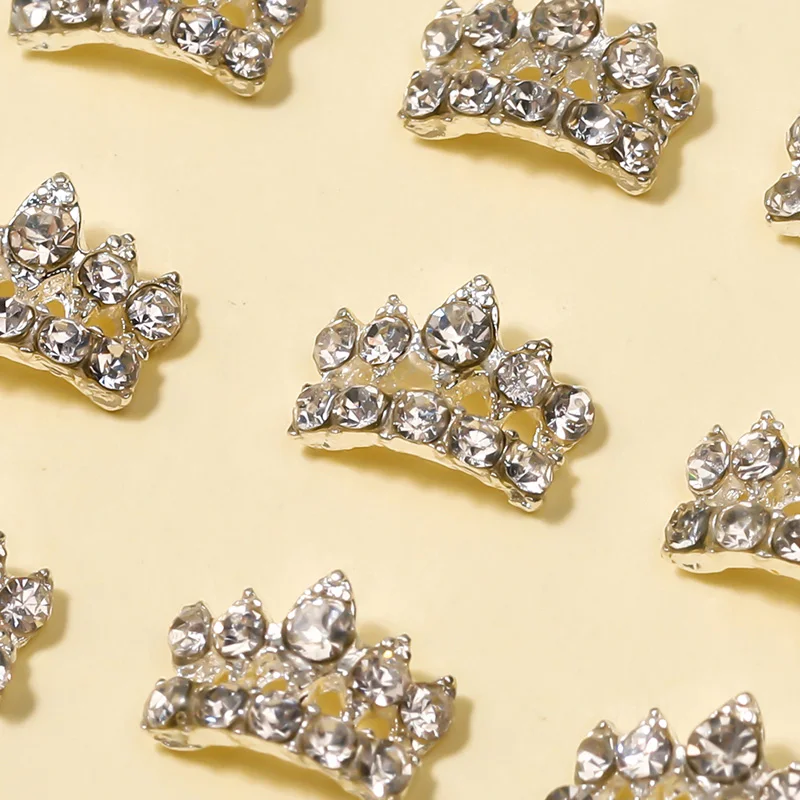 10 шт./упак. аксессуары для дизайна ногтей Подвески Роскошная 3D Корона Серебряный