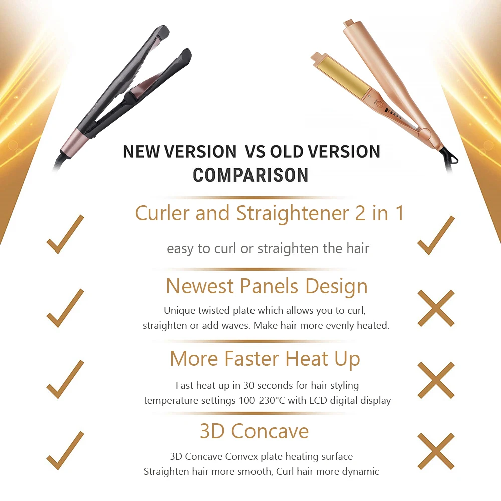 2 в 1 выпрямитель для волос и Плойка завивки витой пластины керамический
