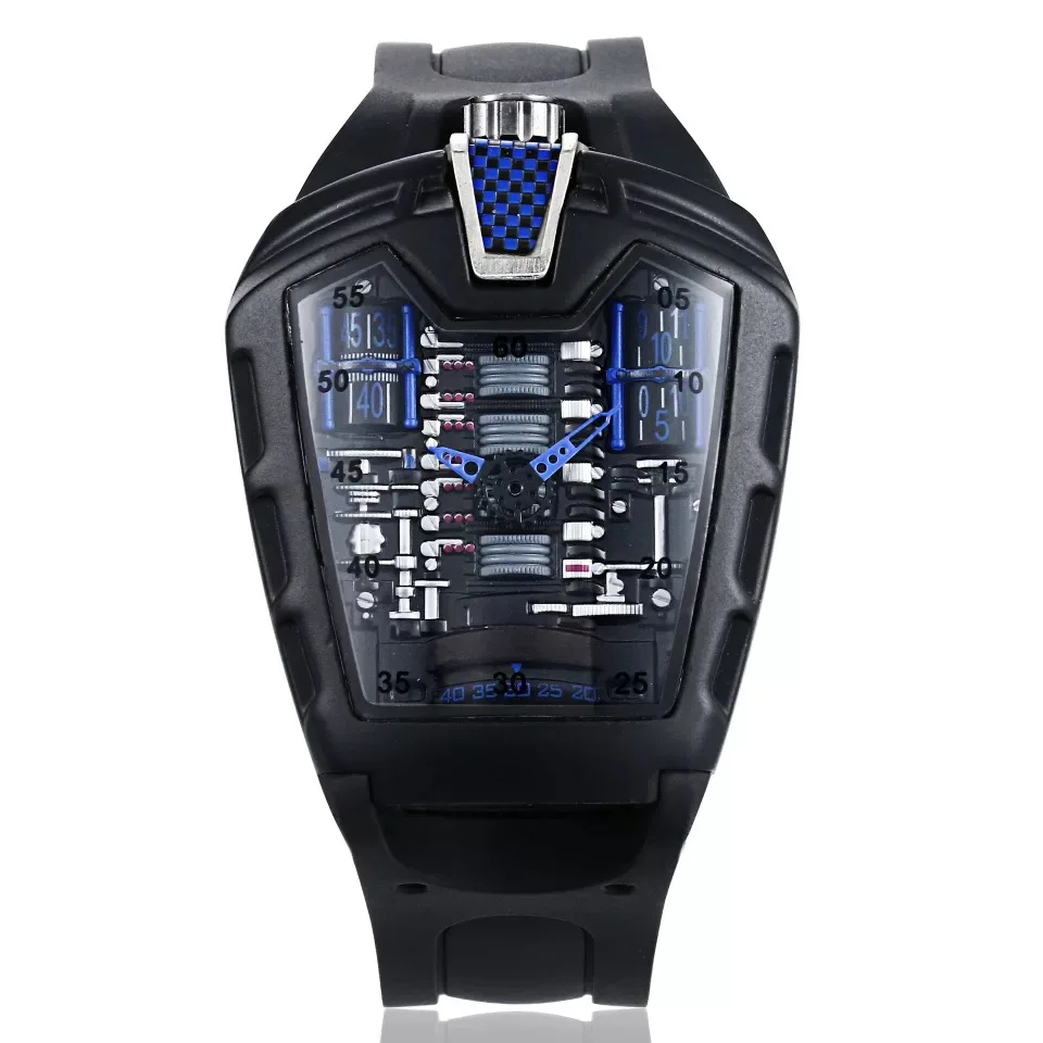 

New Men's Watch Sports Car Concept Racing Mechanical Style Six-Cylinder Engine Compartment Watch Men's Trendy Fashion Watches