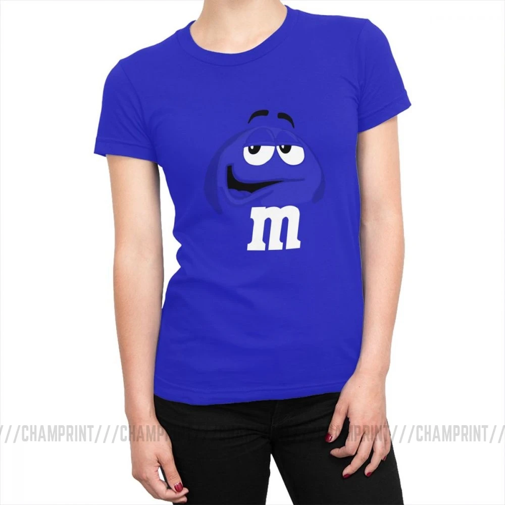 Синий M& M's Chocolate Candy, топы, футболки с персонажем, Новая модная женская футболка, Harajuku, хлопковая Футболка для женщин, забавная одежда - Цвет: Синий