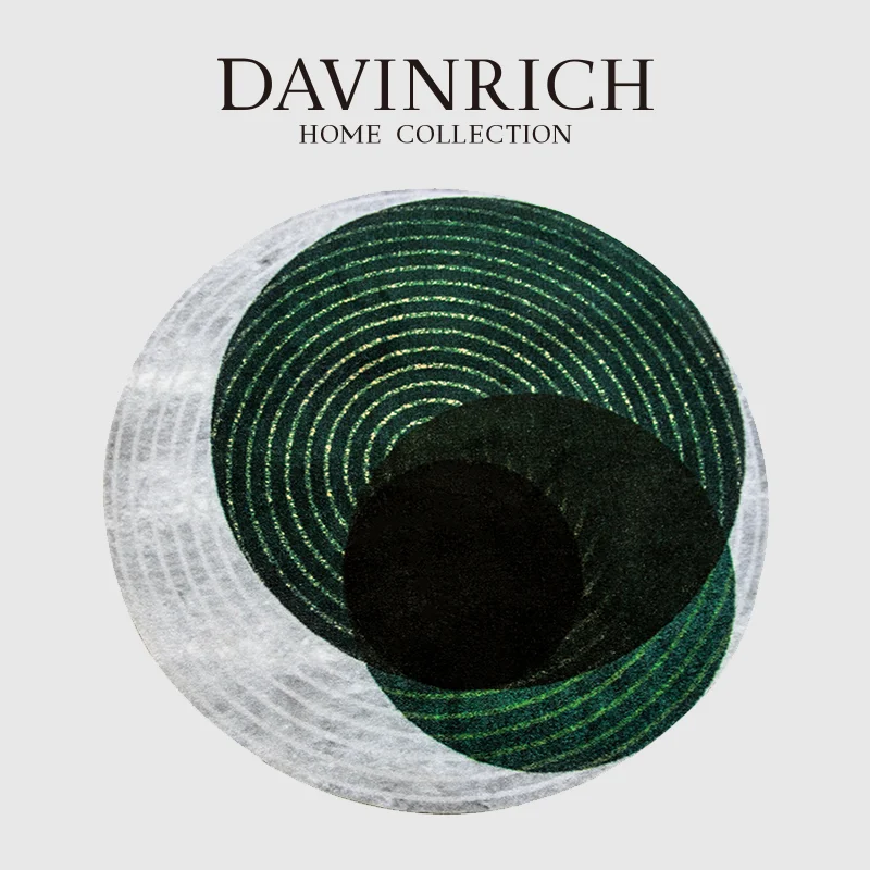 

Дизайнерский темно-зеленый круглый коврик DAVINRICH с геометрическим рисунком, светлый Роскошный Коврик для спальни, фитинга, балкона, Современ...