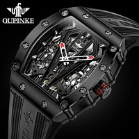 oupinke silicone tonneau mens watches automatic mechanical wristwatch sapphire glass waterproof sports black watch montre homme