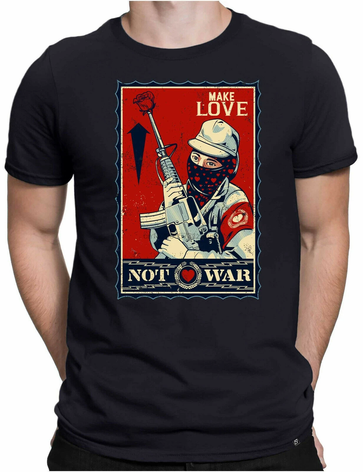 Make Love Not War Herren Веселая Футболка-Stop Krieg Liebe Peace Frieden-PAPAYANA Футболка Скидка 100% хлопок |