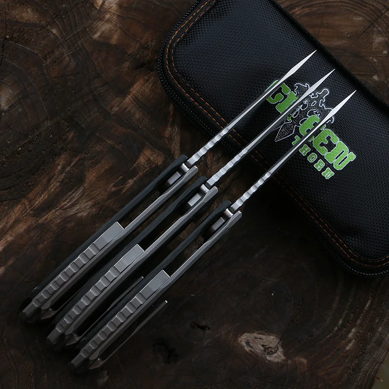 Green thorn hation zero flipper d2 carbon fiber + TC4 titanium knife CF camping knob bag fruit practical survival EDC tool | Инструменты