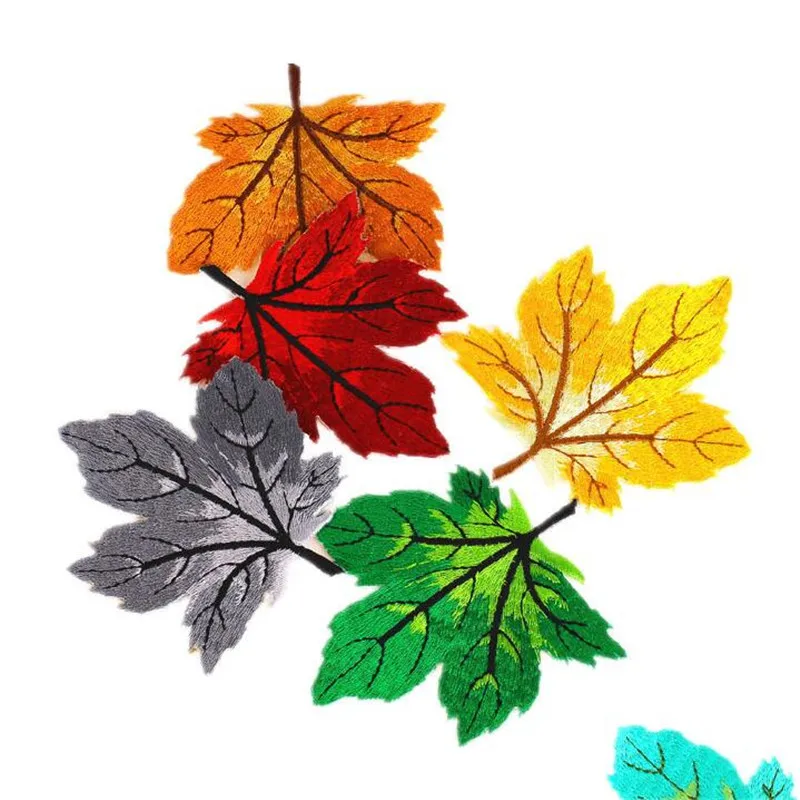 Новая швейная одежда вышивка серый кленовый нашивка лист Аппликация Куртка