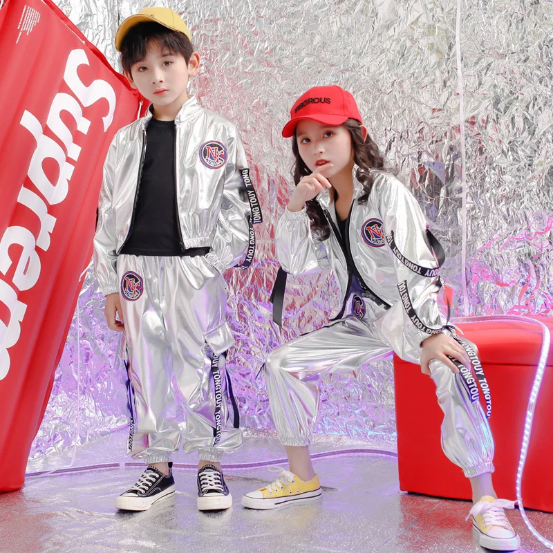 

2021 Stage Performance Clothing Hiphop Jazz Dance Outfit Clothing for Girls Shining Street Fashion Evening Party Kids Costumes