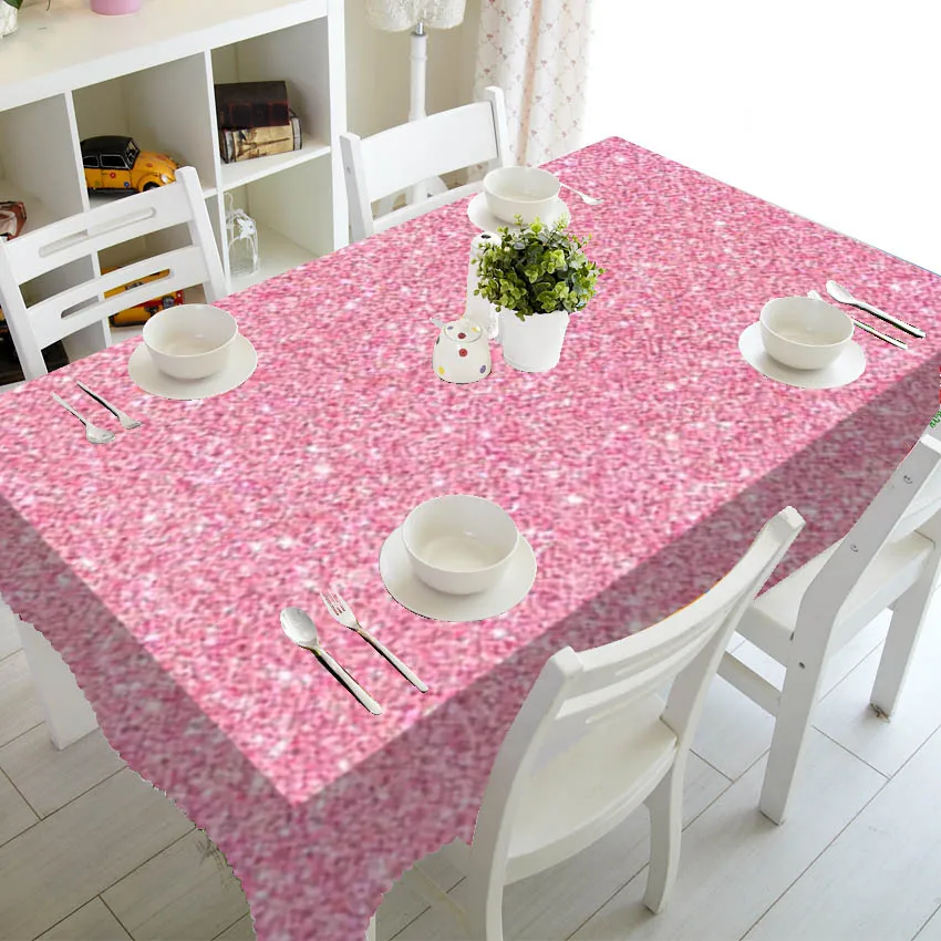 Розовая Золотая Серебряная и белая блестящая Рождественская скатерть для стола
