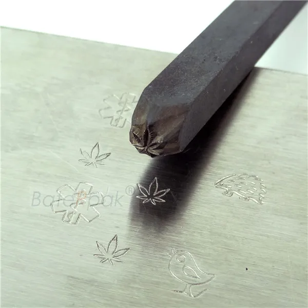BateRpak Leaf logo 4 мм DIY штамп для ювелирных изделий, ручной удар штампы инструменты, браслет металлический штамп, изделия на заказ