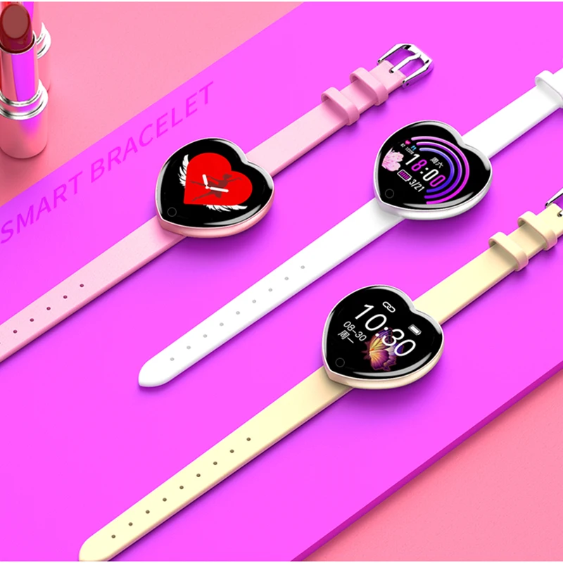Модные женские Смарт часы в форме сердца для Android IOS пульсометр фитнес браслет