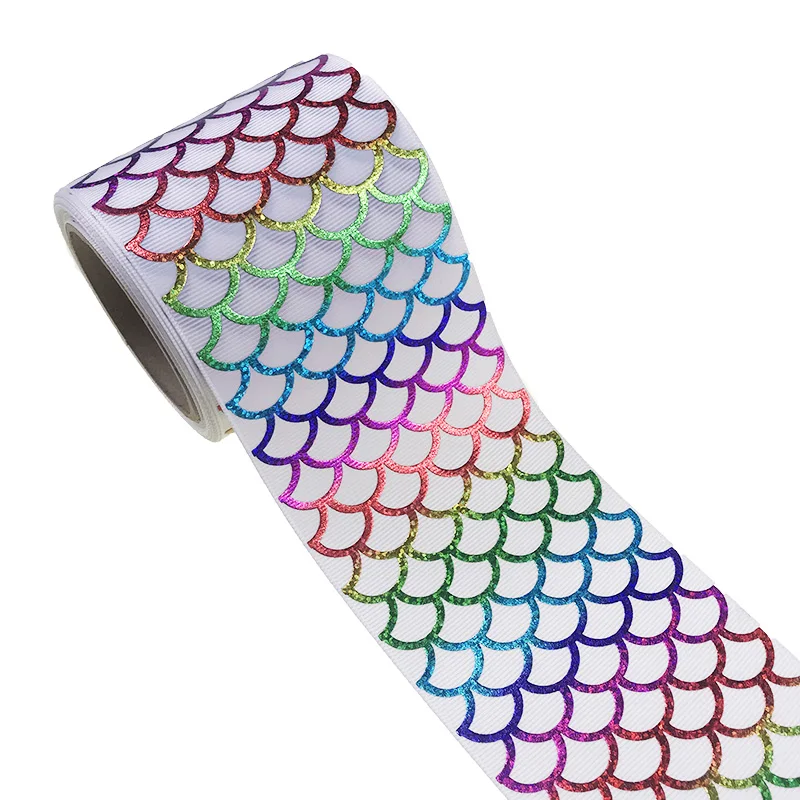 75 мм Красочные лазерные Русалочки рыбные весы напечатанные ленты ручная работа