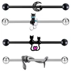 1 шт. 14g Нержавеющая сталь длинный индустриальный пирсинг змея Луны CZ Хрустальный пирсинг серьги-штанги хрящевая Спираль пирсинг 38 мм