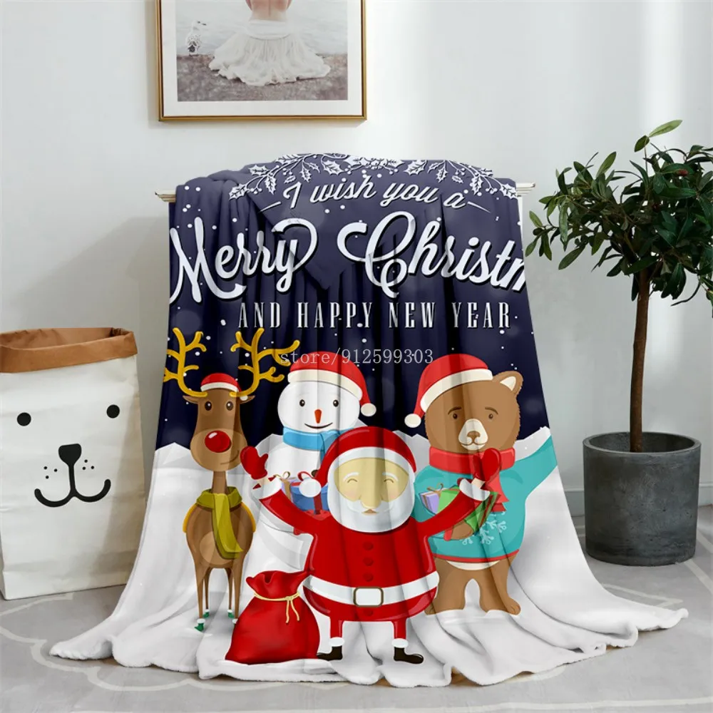 

Winter Warm Blanket Merry Christmas Snowflake Xmas Tree Pattern Blankets For Sofas Beds Soft Plush Lightweight Blanket Decor