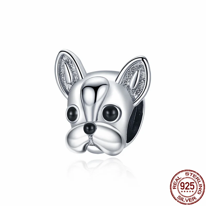 CodeMonkey 100% реальные 925 стерлингового серебра головы собаки очаровательные