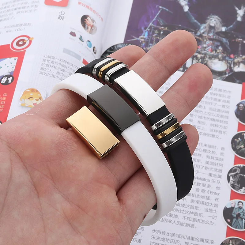 

Women Men's Bracelet Bangle Titanium Steel Silicone Bracelet Fashion Sport Bangle Punk Style Couple Bracelet Hip Hop Jewelry