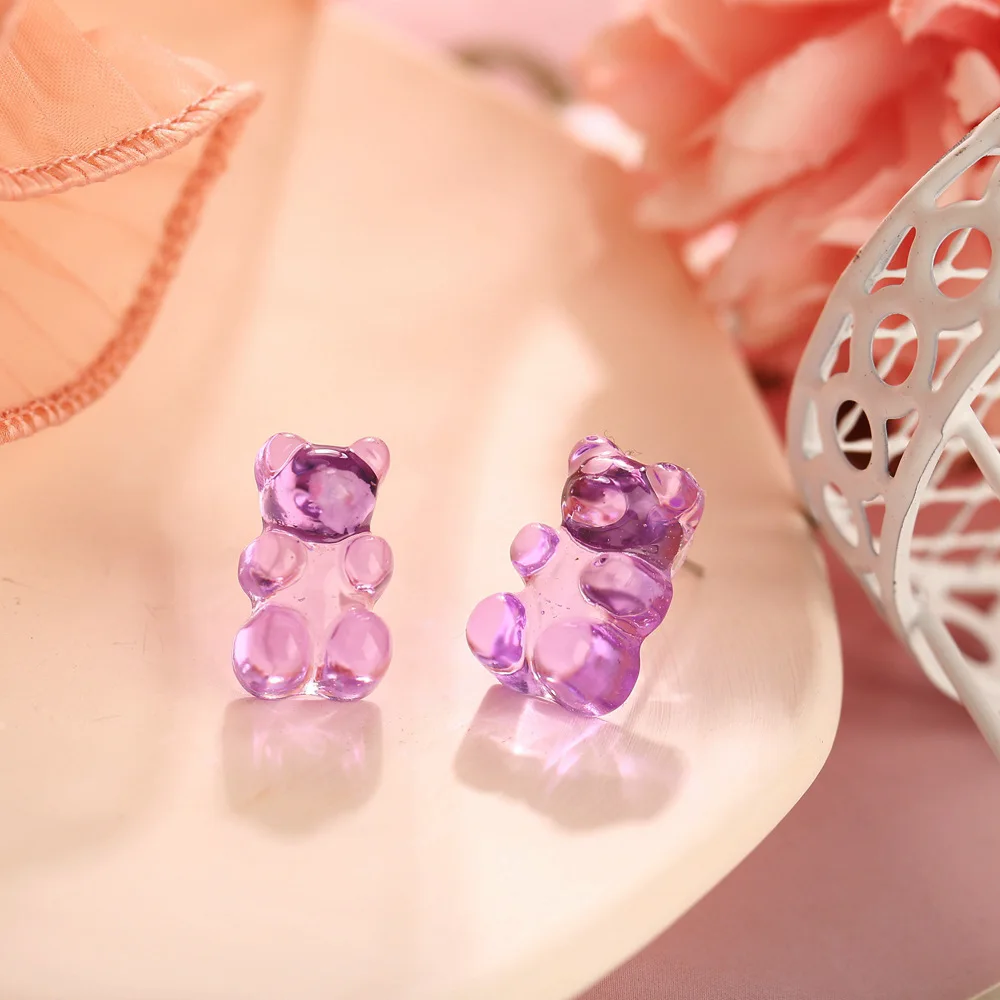 Серьги с милым маленьким медведем для женщин Разноцветные серьги ручной работы