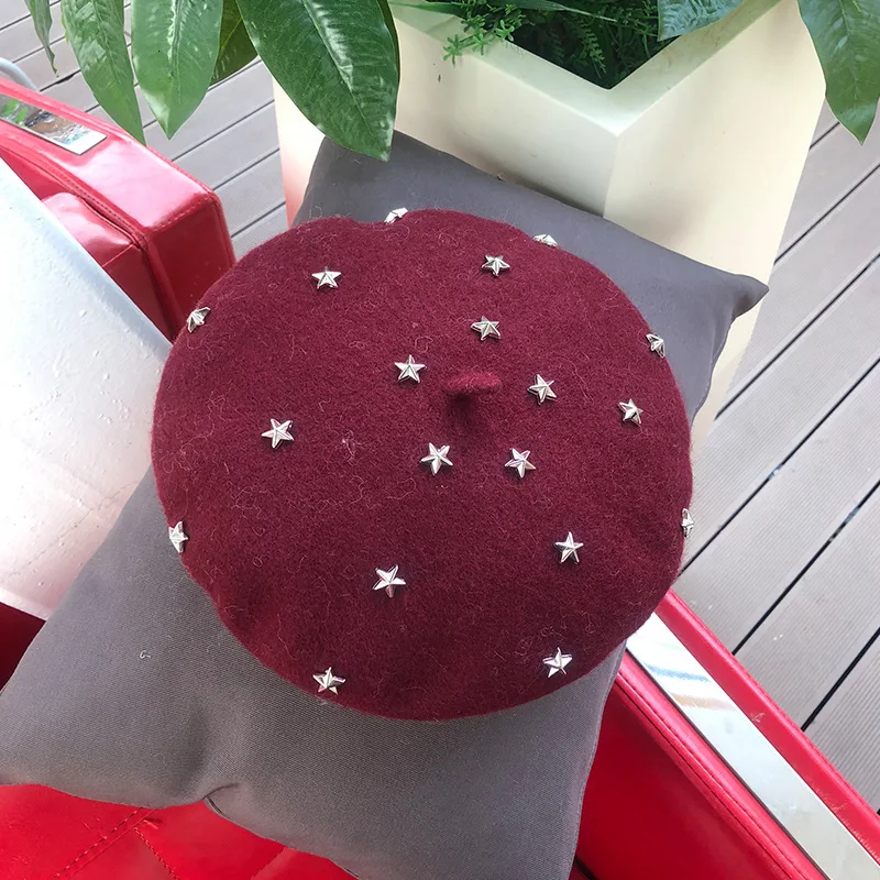 Новый продукт шерстяной УДОБНЫЙ БЕРЕТ из хлопка с металлическими заклепками и