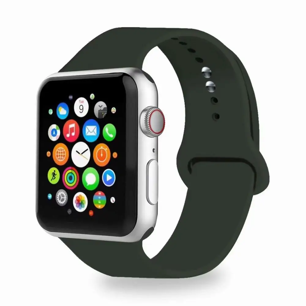 Dark Olive Joyozy Sports soft silicone interchangeable apple watch band 42mm 38mm 40mm 44mm for iWatch series 5/4/3/2/1 apple watch band - Цвет ремешка: Dark Olive