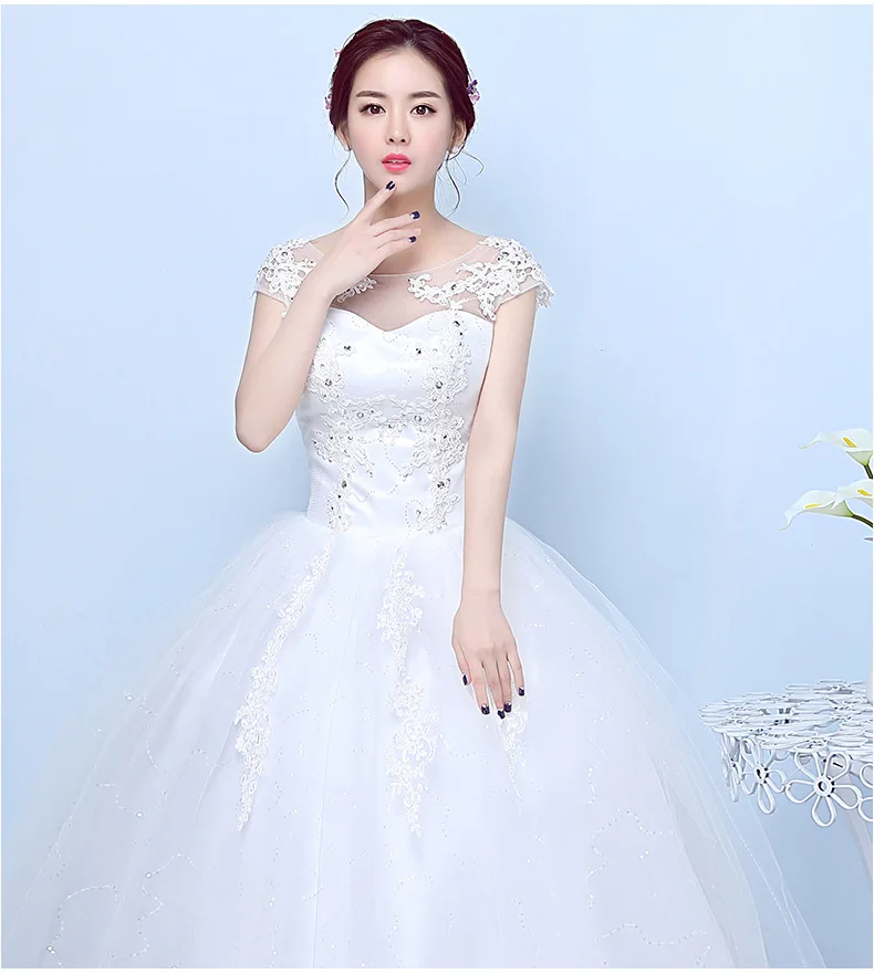 Wedding Dress Short Sleeve O-neck Ball Gown Off White Vestido De Noiva Princess Simple Plus Size Dresses Bride | Свадьбы и торжества