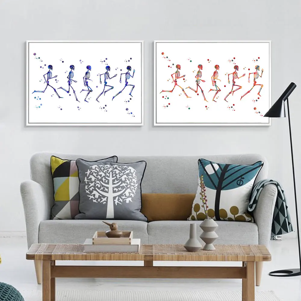 Абстрактный медицинский художественный плакат с изображением скелета для