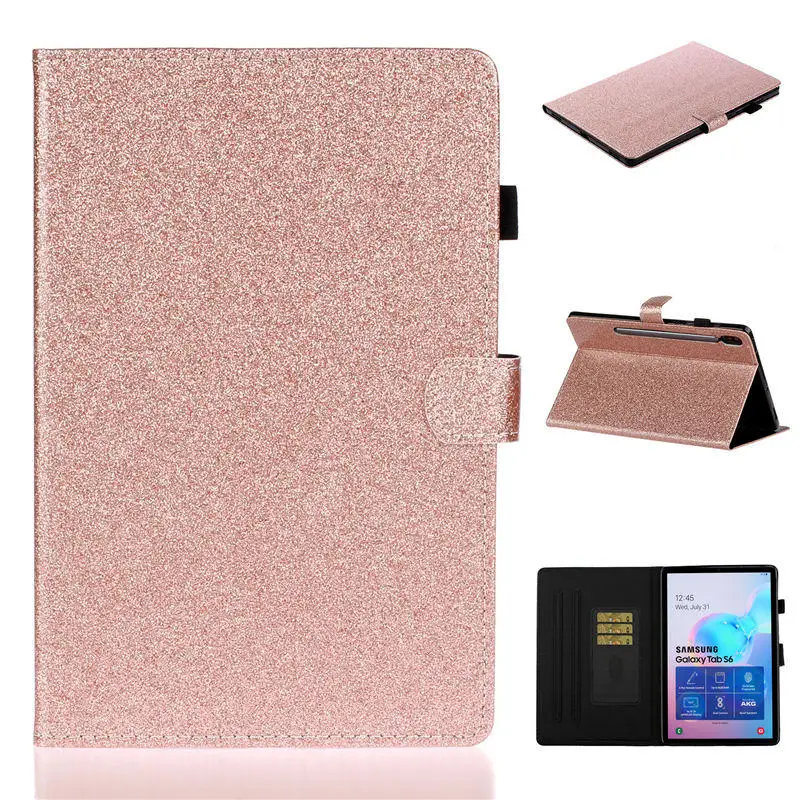 Rose gold Блестящий чехол для Samsung Galaxy Tab S6 10,5 SM-T860 SM-T865 T860 10," чехол Funda Планшет Флип Стенд оболочка+ подарок - Цвет: Rose gold