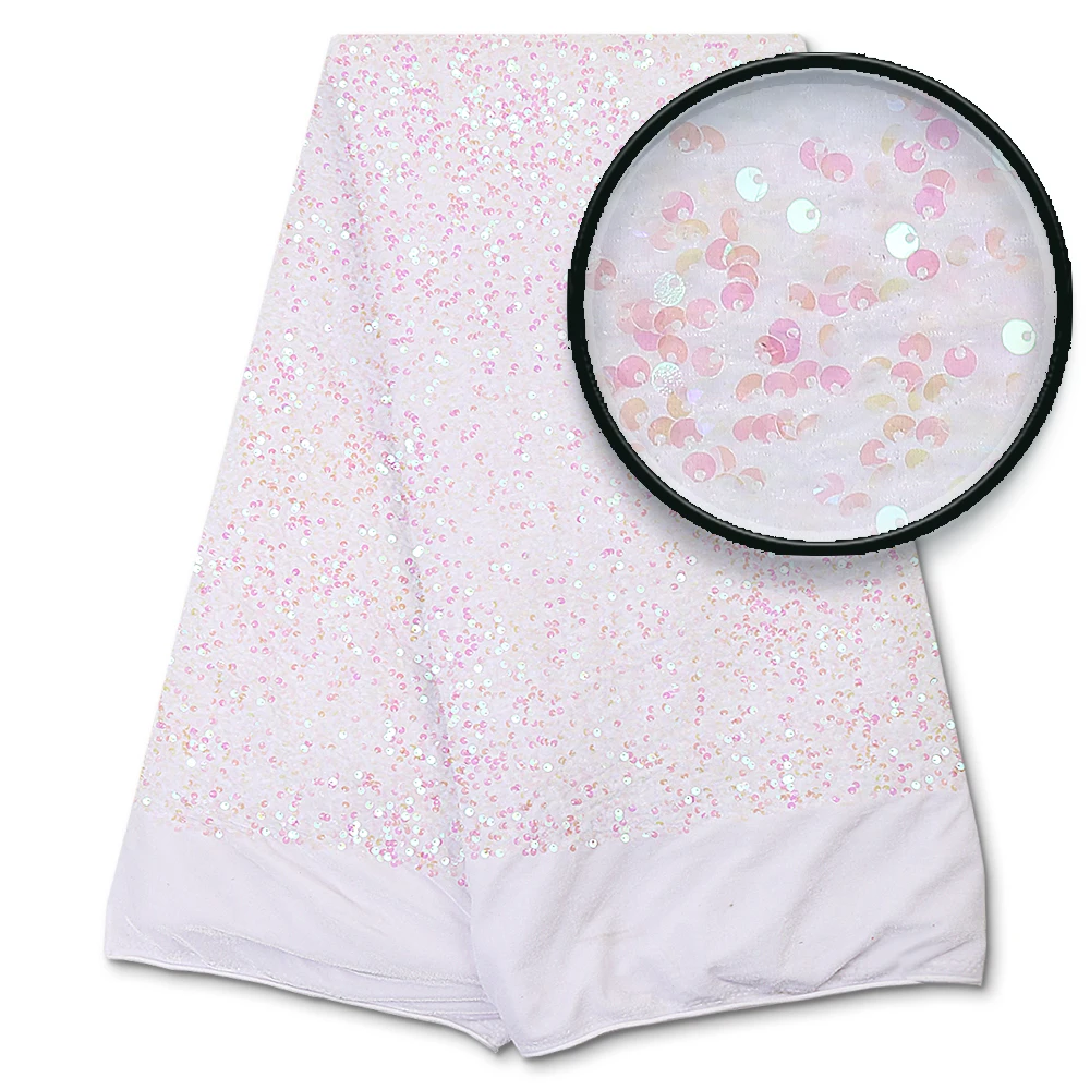 

NI.AI Elastic Lace Fabric French Nigerian Net Lace Fabrics High Quality Sequin African Lace Fabric For Wedding Dress XY3767B