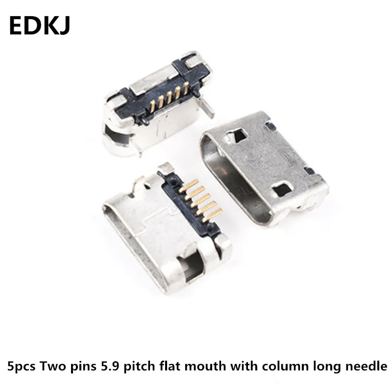 

5pcs Flat-mouthed Micro USB socket mini connector MK5P female seat 2P pin patch straight into the horn mike interface