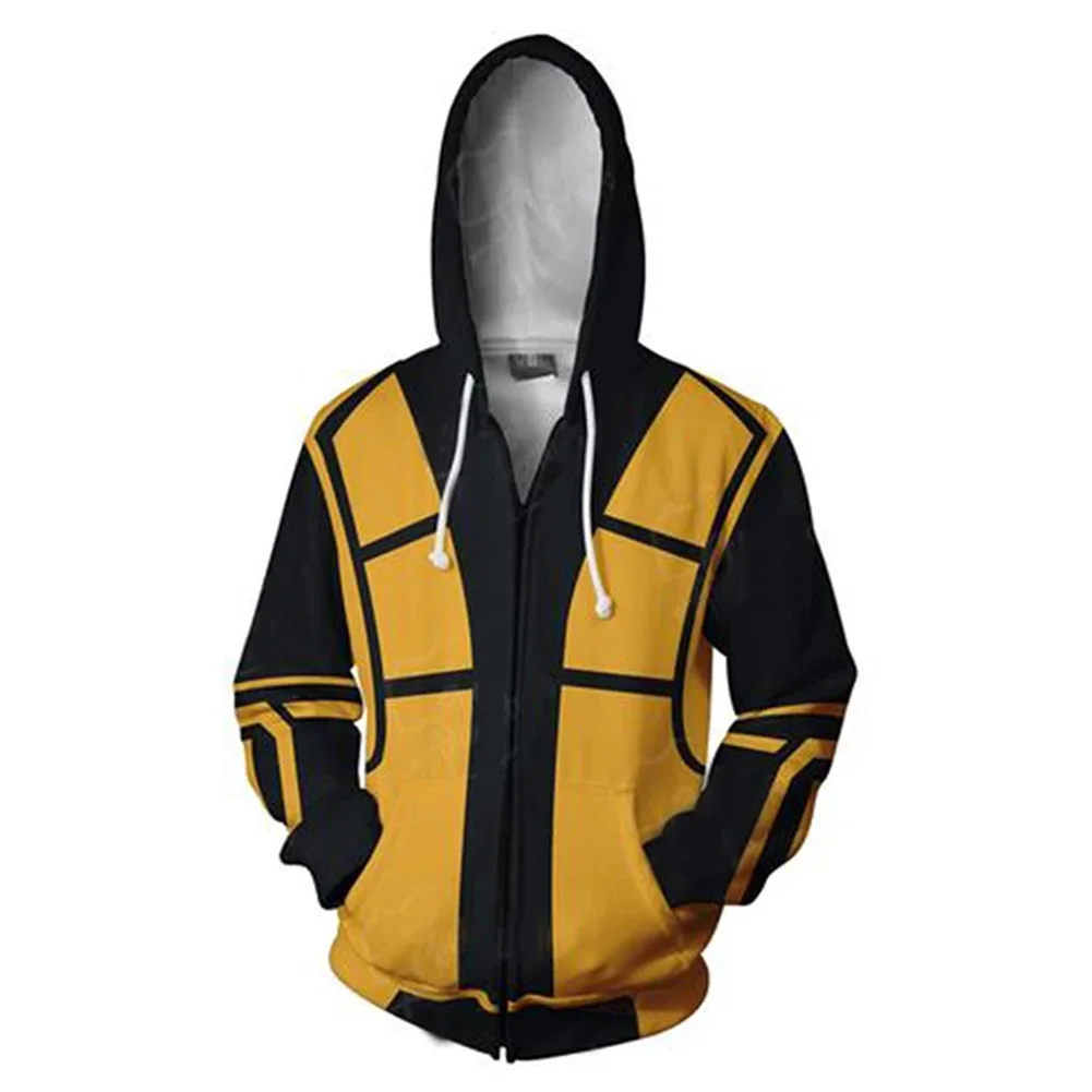 Mortal Kombat Cosplay Sudadera con capucha 3D impreso Sudadera con capucha de los hombres prendas de calle mujer Casual chaqueta con cremallera abrigo
