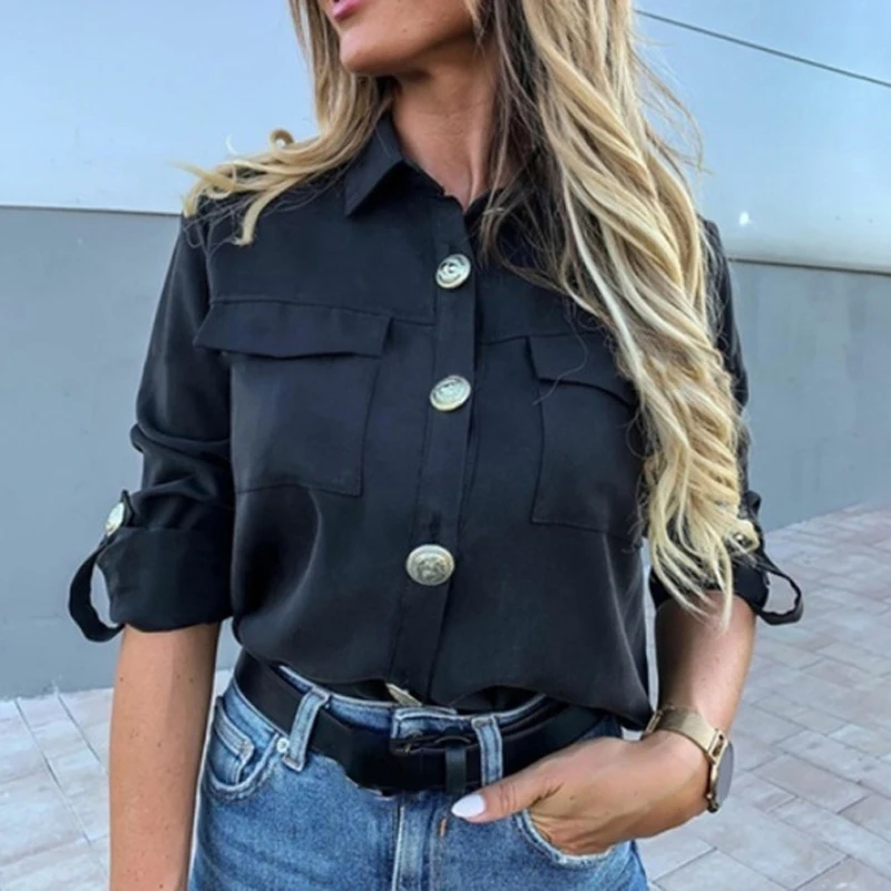 Женские белые блузки модные летние осенние Рубашки с длинным рукавом и