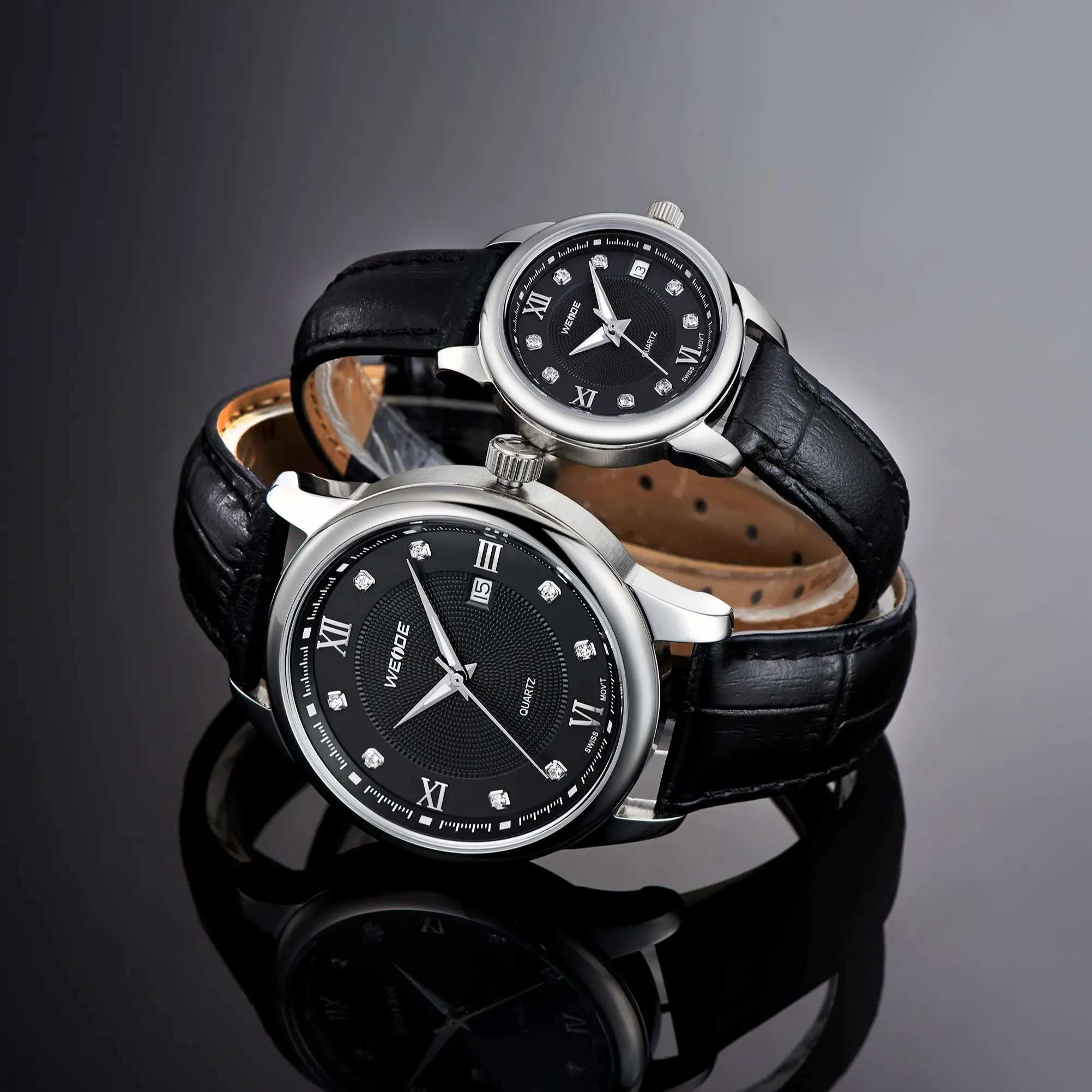 

WEIDE Couple Watches Men Women Fashion Luxury Quartz Wristwatch Clock Waterproof Genuine Leather Band Female Watch