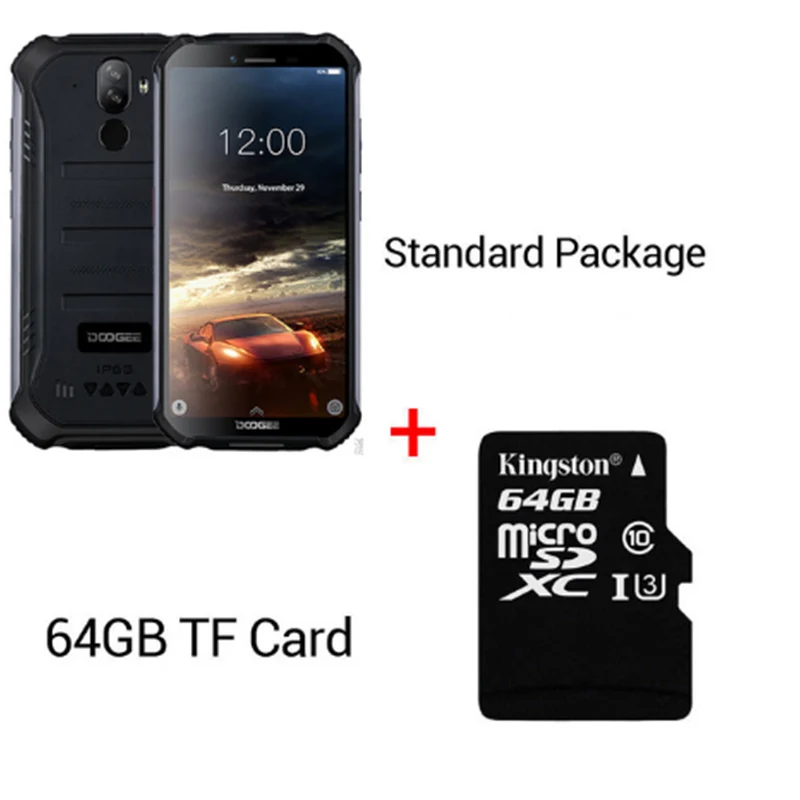 Black N 64GB Card DOOGEE S40 4GNetwork прочный мобильный телефон 5,5 дюймов Дисплей 4650 мА/ч, MT6739 4 ядра, 3 Гб оперативной памяти, Оперативная память 32GB Встроенная память Android 9,0 8.0MP IP68/IP69K - Цвет: Black N 64GB Card