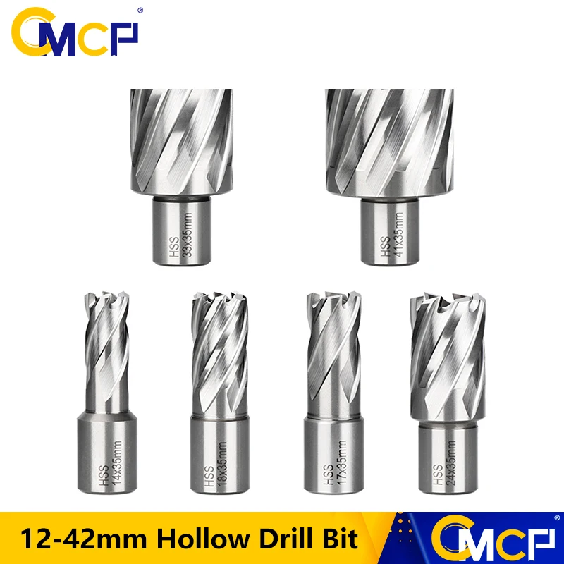 CMCP HSS Annular Cutter 12/16/19/20/23/25/30/42mm Core Drill Bit Weldon Shank Hole Saw Hollow Drill Bit For Metal Drilling Tools