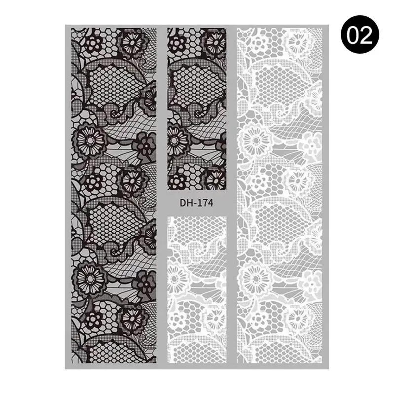 Series 2 - 02 1 Sheet 3D Nail Stickers Self-adhesive Stripe Shape Flowers Element Mixed Patterns Transfer Decals Nail Decoration for Nail Art - Color: Series 2 - 02