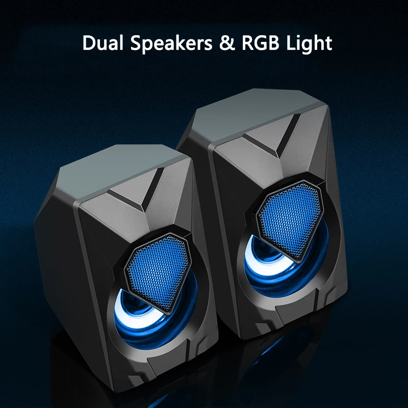 

Mini Computer Speaker USB Wired Speakers RGB Colorful Lighting 3D Stereo Sound Surround Loudspeaker For PC Laptop Notebook MP3