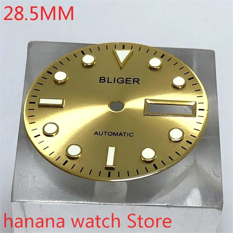 

Bliger aseptic 28.5mm dot-shaped dial date kit for NH36, night dial parts for men's and women's watch movement golden