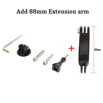 88mm Extension arm Алюминиевый сплав велосипедная гарнитура верхняя крышка адаптер крепление для GoPro Hero 8 7 6 5 Sjcam Yi 4K DJI Osmo аксессуары для экшн-камеры - Цвет: 88mm Extension arm