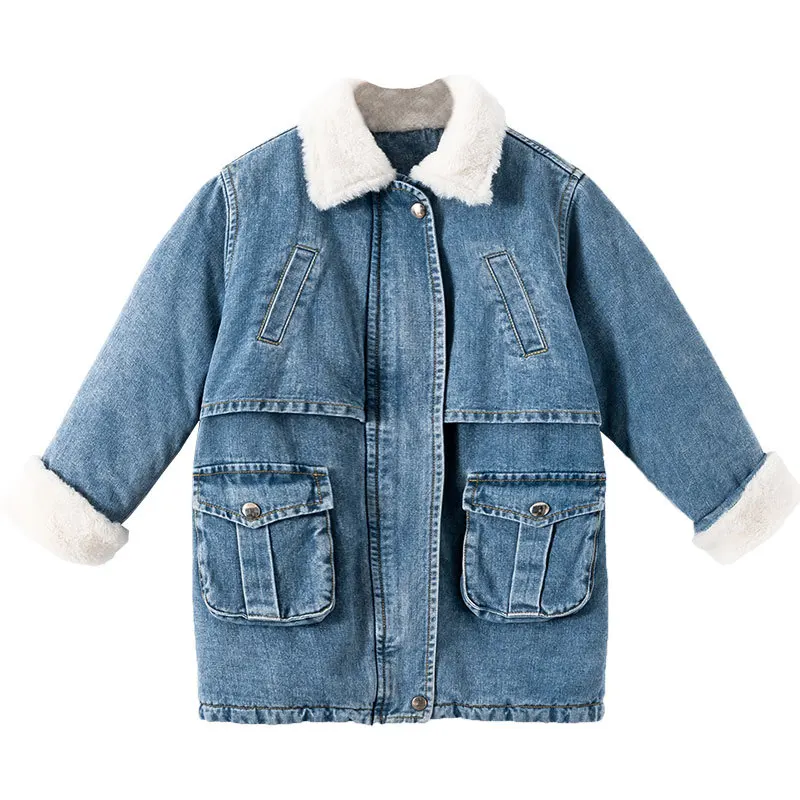 Негабаритных повседневное зимнее пальто для девочек комплект состоит из куртки