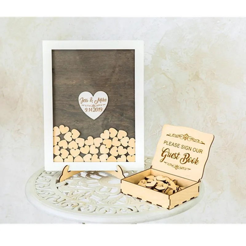 Коробка с подвеской в форме сердца для гостей на заказ рамка свадебной книги