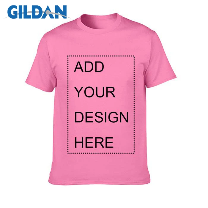 Pink GILDAN бренд индивидуальные мужские футболки печать ваш собственный дизайн Высококачественная дышащая хлопковая футболка для мужчин плюс размер XS-3XL - Цвет: Pink