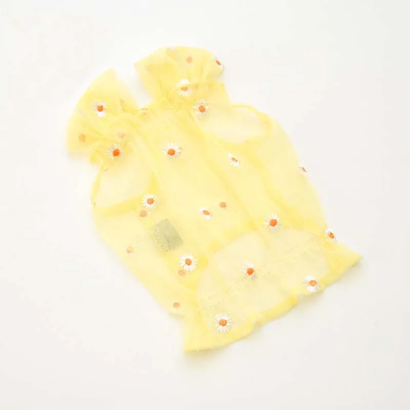 

Spring and summer new small daisy gauze strap pet clothes dog clothes base camisole cat clothes kitten clothes