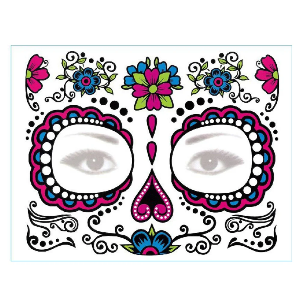 

Наклейка на Хэллоуин, тату для лица, искусственная татуировка, Хэллоуин, Dess Up, красная роза, цветочный узор, наклейка для Хэллоуина, сделай са...