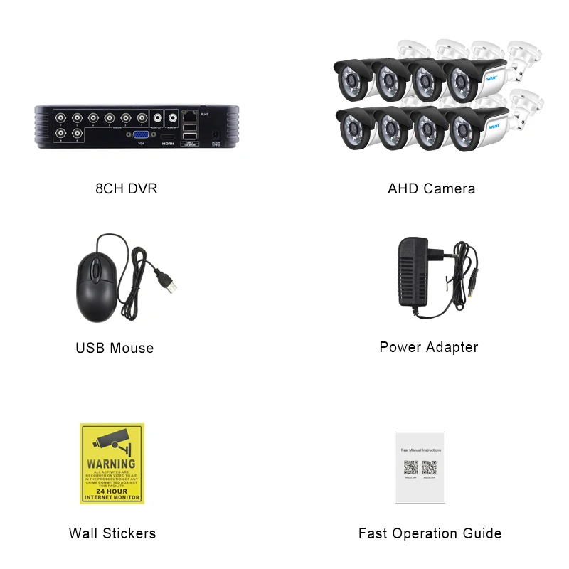 Smar 8CH 1080N AHD DVR CCTV Системы 1.0MP/2.0MP ИК Ночное видение на открытом воздухе