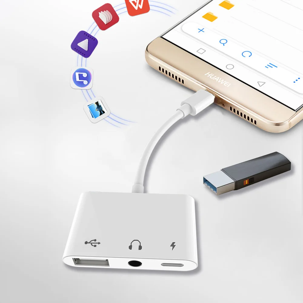 Переходник OTG Тип C USB 3 en 1 для Xiaomi Huawei HTC Google Pixel2 3XL iPad Pro P 30 P20 Type-C | Мобильные