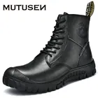 Мужские ботинки из натуральной кожи, Повседневная Уличная обувь с высоким берцем, теплый мех, модные мартинсы, Осень-зима